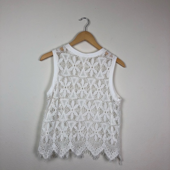 Anthropologie Deletta Scalloped Lace Tank Size S - Picture 4 of 7